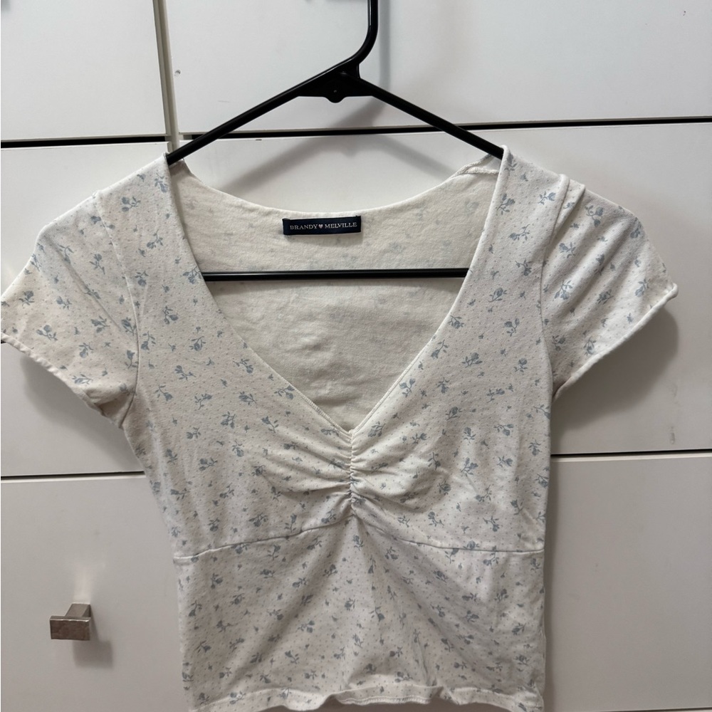 BRANDY MELVILLE White Floral Women's Top
